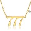 COLORFUL BLING Dainty Gold Silver Plated Old English Number Choker Necklace Numerology Jewelry for Women 111 222 333 444 555 666 777 888 999 Necklace Gifts-CZ gold 777 view 2