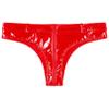 Jhaoyu Women's Shiny Latex Liquid Wet Look Patent Leather Zipper Crotch Hot Pants Booty Shorts Knickers Red Large view 4