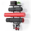 Yoga Mat Holder Wall Mount, Yoga Accessory Mat Storage Rack, Home Gym Accessories Organizer, Floating Shelf and Hooks for Hanging Foam Roller/Band/Workout Equipment at Pilates Fitness Class view 1