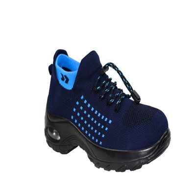 Ad Tec Womens Slip On Sock Sneakers Mesh Upper Walking Shoes | Breathable & Comfortable Air Cushion Casual Wedge Platform Loafers, Navy/Black, 9 US