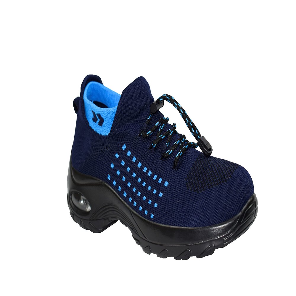Ad Tec Womens Slip On Sock Sneakers Mesh Upper Walking Shoes | Breathable & Comfortable Air Cushion Casual Wedge Platform Loafers, Navy/Black, 9 US