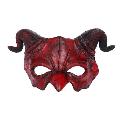Clobeau Demon Mask Half Face Halloween Devil Mask Horror Half Face Mask Foam Devil Demon Mask Halloween Party Stage Performance Mask