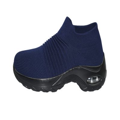 Ad Tec womens Slip On Sock Sneakers Mesh Upper Walking Shoes Breathable Comfortable Air Cushion Casual Wedge P, Navy, 9.5 US