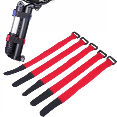 Yuecoom 5pcs Bicycle Tire Strap, Car Bike Rack Straps, 9.84x0.78 Inch Bike Hook & Loop Bands, Adjustable Handlebar Tie Down Stabilizer Straps (Red) Securing Outdoor Luggage Camping