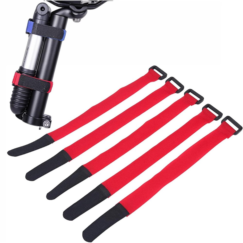 Yuecoom 5pcs Bicycle Tire Strap, Car Bike Rack Straps, 9.84x0.78 Inch Bike Hook & Loop Bands, Adjustable Handlebar Tie Down Stabilizer Straps (Red) Securing Outdoor Luggage Camping