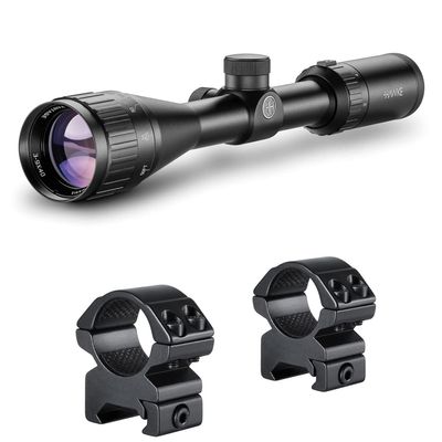 Hawke Hunting Precision H2 Optics Fast Focus Mil Dot Reticle Vantage 3-9x40 AO Riflescope with Match 1 Inch Ring Weaver Rail Mounts, 14123 + 22113