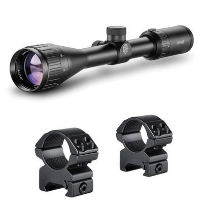 Hawke Hunting Precision H2 Optics Fast Focus Mil Dot Reticle Vantage 4-12x40 AO Riflescope with Match 1 Inch Ring Weaver Rail Mounts, 14141 + 22113