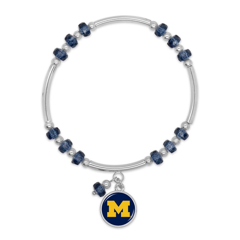 From the Heart Michigan Wolverines Ivy Stretch Bracelet Silver Jewelry Gift UM, 7 5 inch