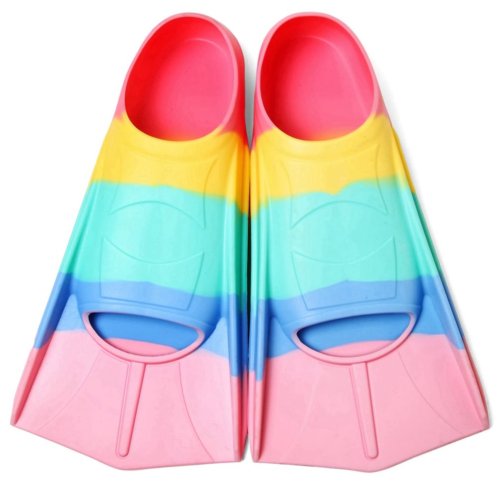 Azuunye Kids Swim Fins,Short Swimming Flippers,Swim Training Fins for Lap Swimming,for Children Girls Boys Beginners