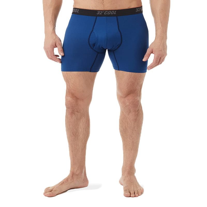 32 Degrees Mens Cool Active Boxer Brief | Anti-Odor | Moisture Wicking | Elastic Waistband | Functional Fly, Emotion Blue, XX-Large