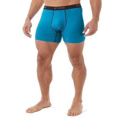 32 Degrees Mens Cool Active Boxer Brief | Anti-Odor | Moisture Wicking | Elastic Waistband | Functional Fly, Neon Blue, XX-Large