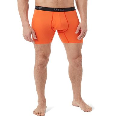 32 Degrees Mens Cool Active Boxer Brief | Anti-Odor | Moisture Wicking | Elastic Waistband | Functional Fly, Team Orange, XX-Large