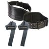 100% Top-Grain Leather 10mm Thick 6 Wide to 2.5 Taper Heavy-Duty Dual Prong Weightlifting Belt for Men and Women made + 24" Gray Weightlifting Straps (Medium) view 1