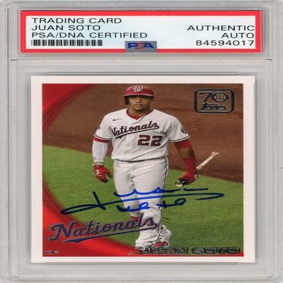 Juan Soto 2021 Topps Baseball Autograph Card #70YT-60 PSA/DNA