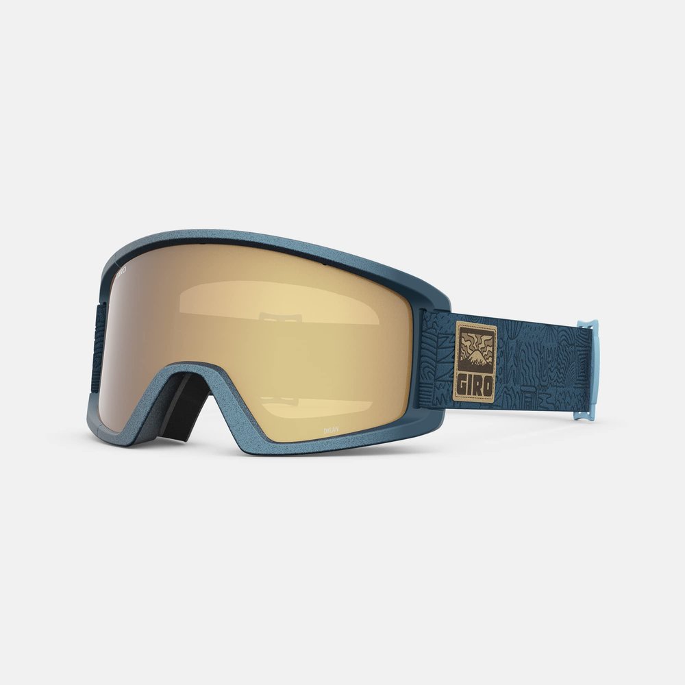 Giro Dylan Ski Goggles - Snowboard Goggles for Women & Youth - Ano Harbor Blue Adventure Grid Strap with Amber Gold/Yellow Lenses