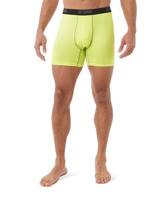 32 Degrees Mens Cool Active Boxer Brief | Anti-Odor | Moisture Wicking | Elastic Waistband | Functional Fly, Citrus Blast, Large
