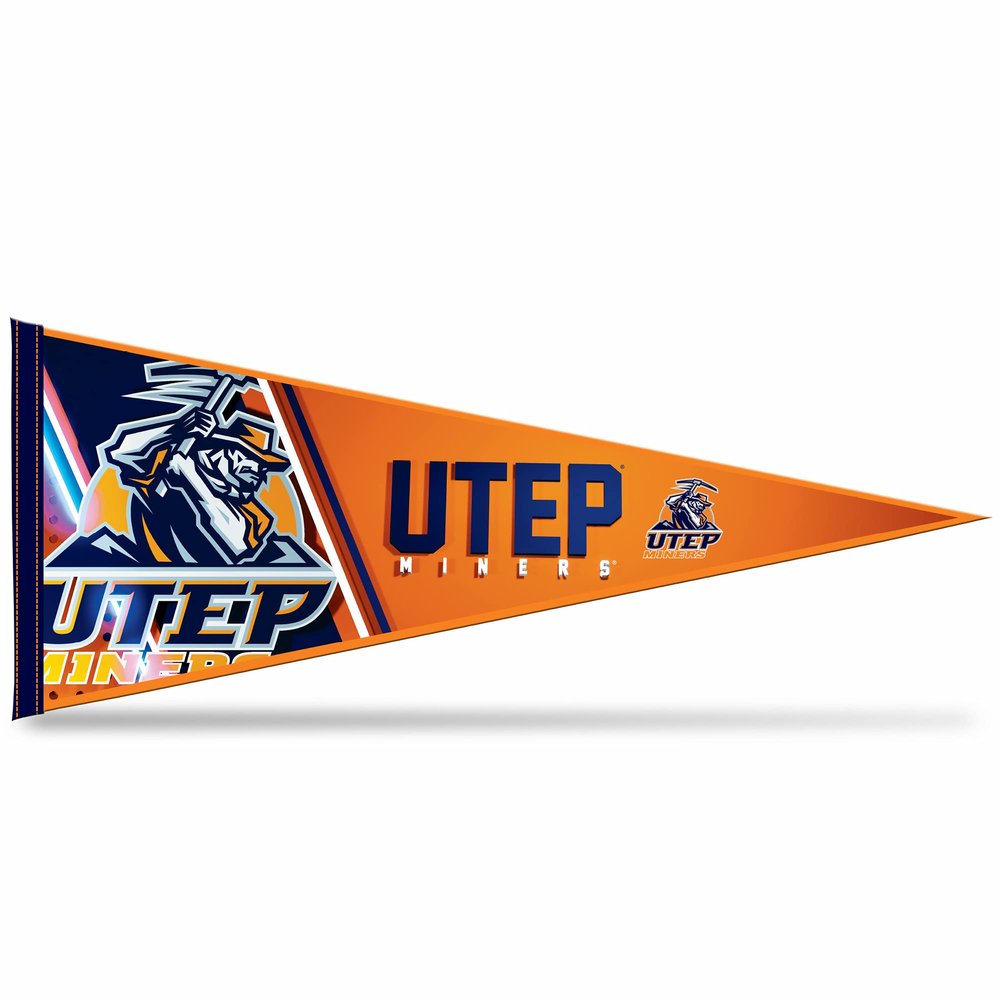 Rico Industries NCAA Texas-El Paso Miners Primary 12" x 30" Soft Felt Pennant - EZ to Hang - Home Dcor (Game Room, Man Cave, Bed Room)