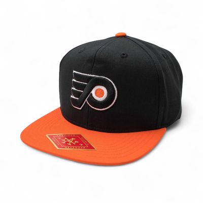 AMERICAN NEEDLE Officially Licensed NHL Philadelphia Flyers Team Hat, Embroidered Logo, Flat Brim, Snapback Black/Orange