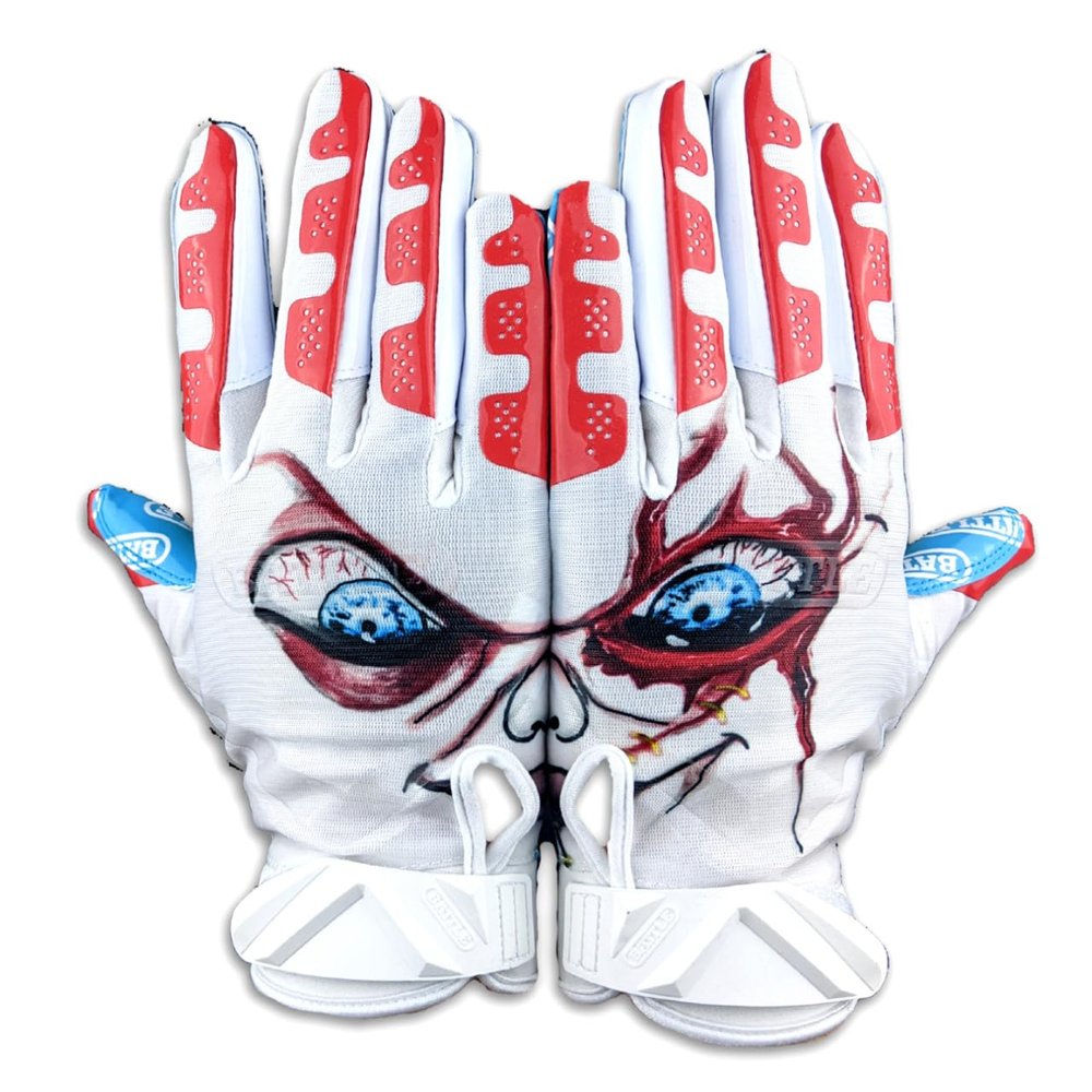 Battle Sports Lil Evil Cloaked Wide Receiver Football Gloves, Ultra-Tack Sticky & Grip Gloves, No Slip - Adult XX-Large