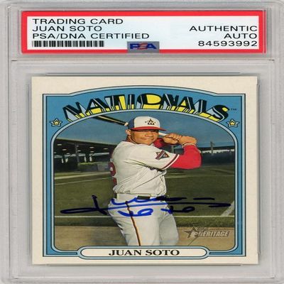 Juan Soto 2021 Topps Heritage Baseball Autograph Card #35 PSA/DNA