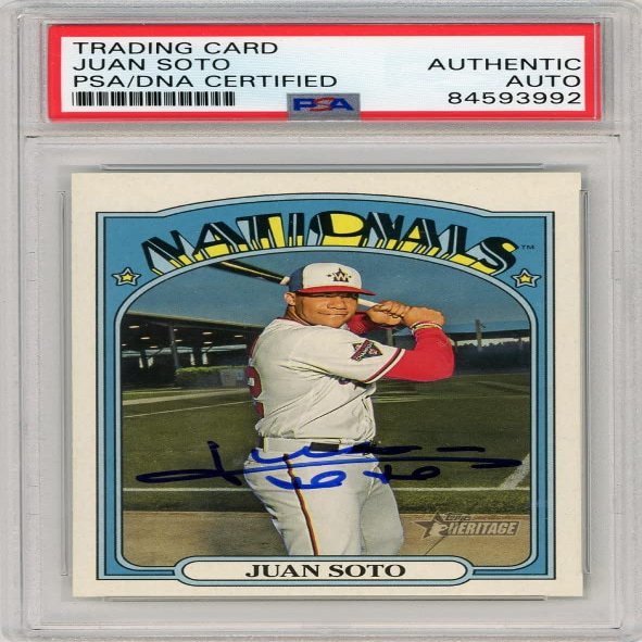 Juan Soto 2021 Topps Heritage Baseball Autograph Card #35 PSA/DNA
