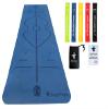 BodyForge Yoga Mat Thick Exercise Mat Thick Non-Slip Extra Thick High-Density Pilates (Blue/Light Blue) & Resistance Exercise Loop Exercise Bands with Instruction Guide and Carry Bag, Set of 5 Bundle view 1