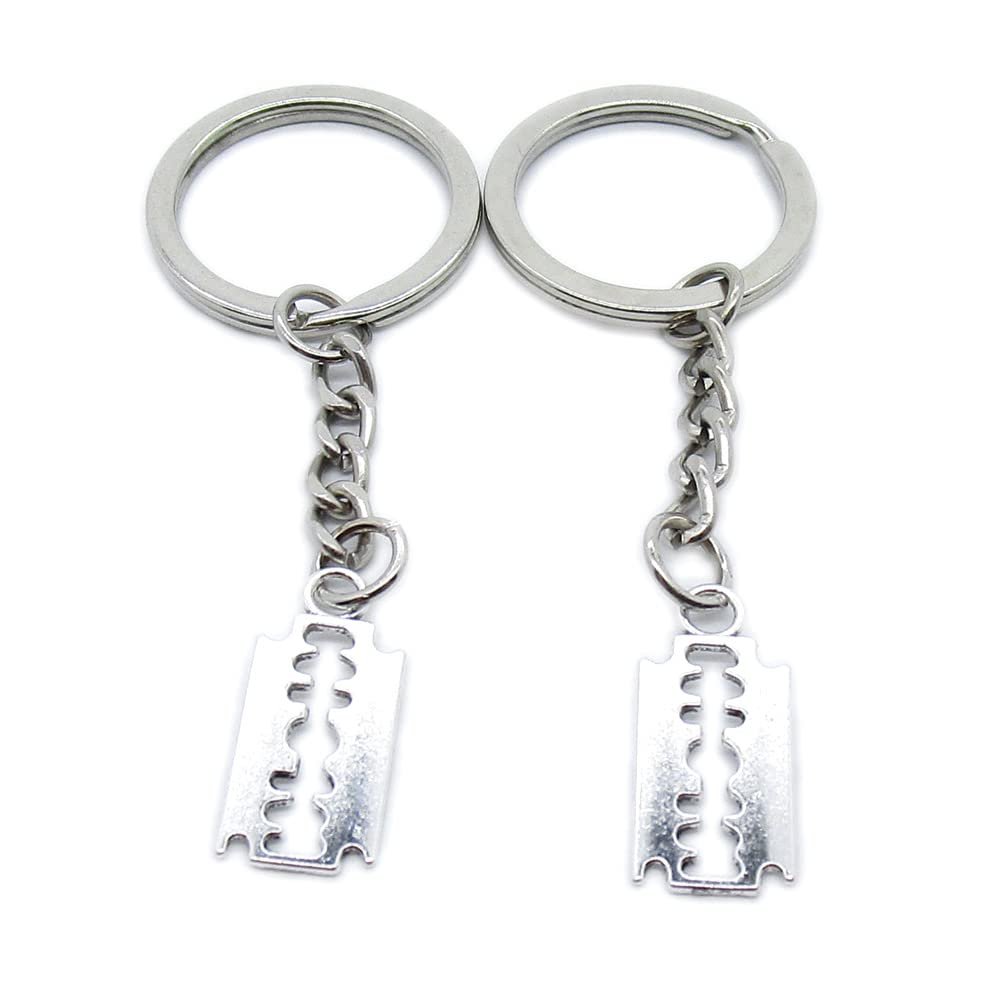 10 Pieces Keychain Keyring Door Car Key Chain Ring Tag Charms Supplies RH6O7J Razor Blade