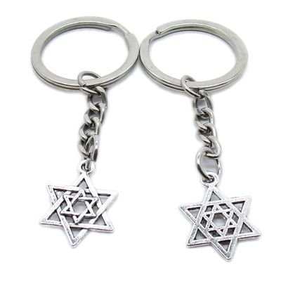 10 Pieces Keychain Keyring Door Car Key Chain Ring Tag Charms Supplies UF6D3Z Mogen Star of David Hexagonal