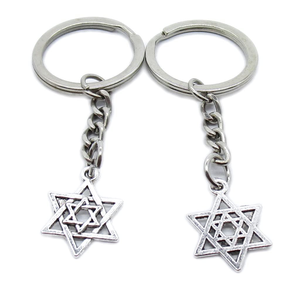 10 Pieces Keychain Keyring Door Car Key Chain Ring Tag Charms Supplies UF6D3Z Mogen Star of David Hexagonal