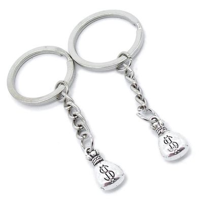 5 Pieces Keychain Keyring Door Car Key Chain Ring Tag Charms Supplies ZA9O4G Dollar Money Bag Sack