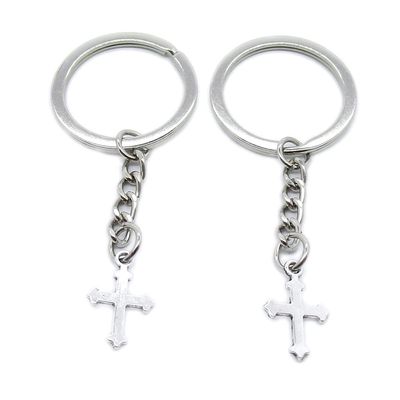 10 Pieces Keychain Keyring Door Car Key Chain Ring Tag Charms Supplies ND7V7D Crown Latin Cross