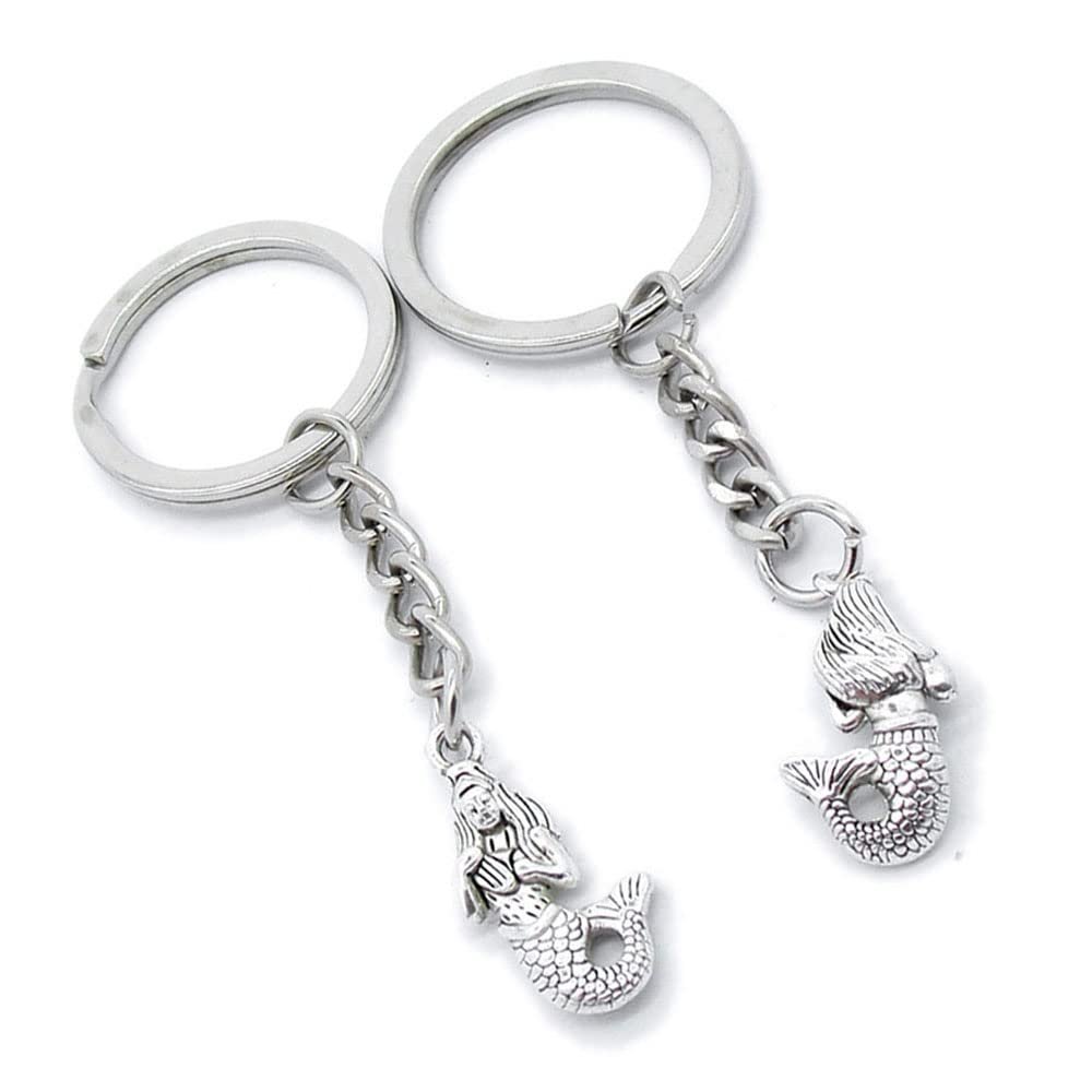 10 Pieces Keychain Keyring Door Car Key Chain Ring Tag Charms Supplies DW4T5W Mermaid