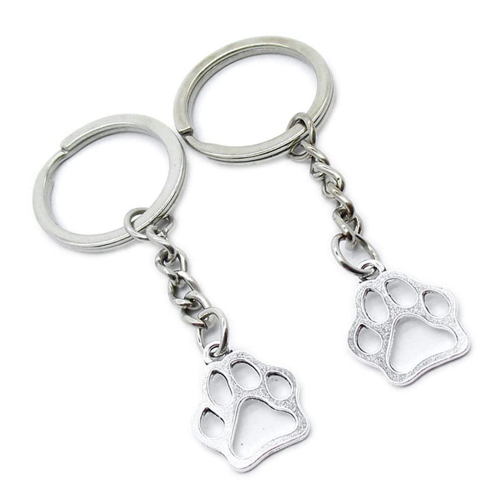 5 Pieces Keychain Keyring Door Car Key Chain Ring Tag Charms Supplies KV2Y2T Bear Paw