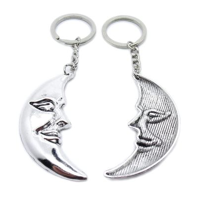 10 Pieces Keychain Keyring Door Car Key Chain Ring Tag Charms Supplies UV5T3J Man in The Moon Face