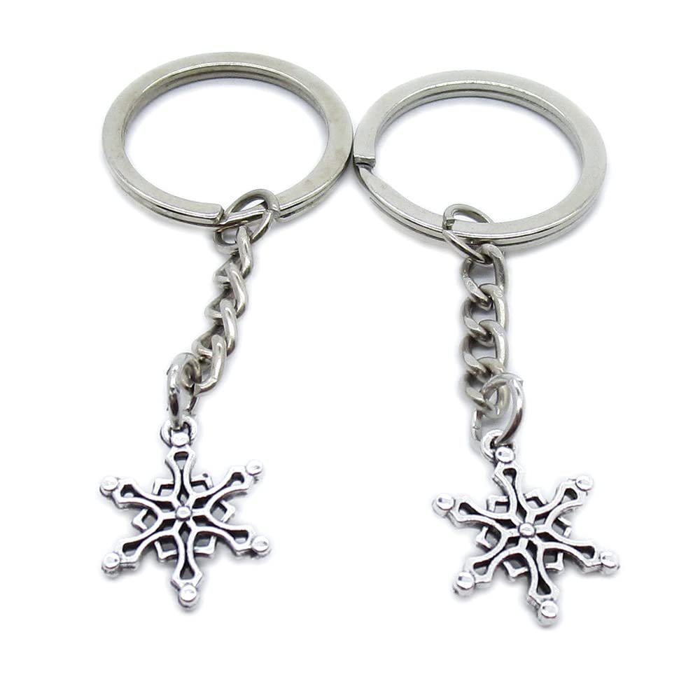 10 Pieces Keychain Keyring Door Car Key Chain Ring Tag Charms Supplies YN3J0D Snow Flake Snowflake