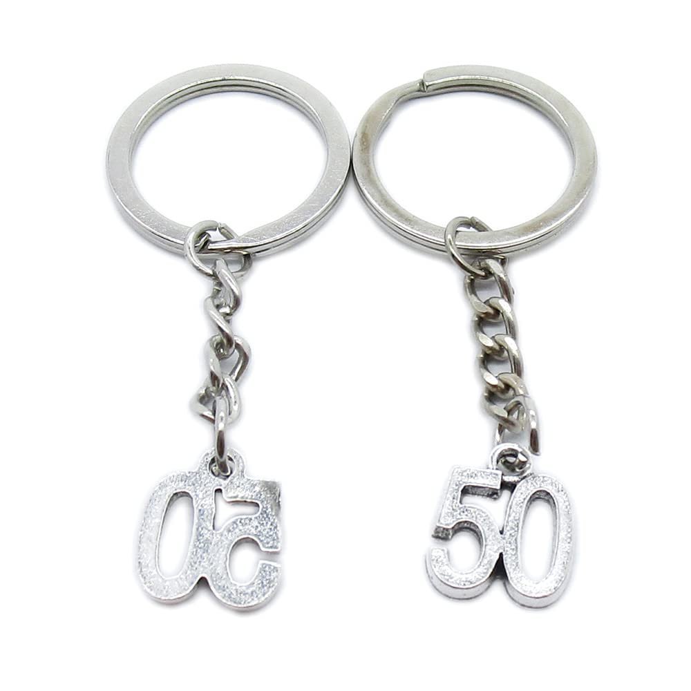 10 Pieces Keychain Keyring Door Car Key Chain Ring Tag Charms Supplies ME5P2S Number Numeral 50 Tag