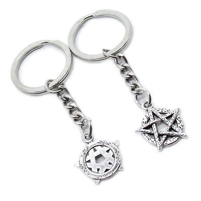 5 Pieces Keychain Keyring Door Car Key Chain Ring Tag Charms Supplies RK6Y4P Pentacle