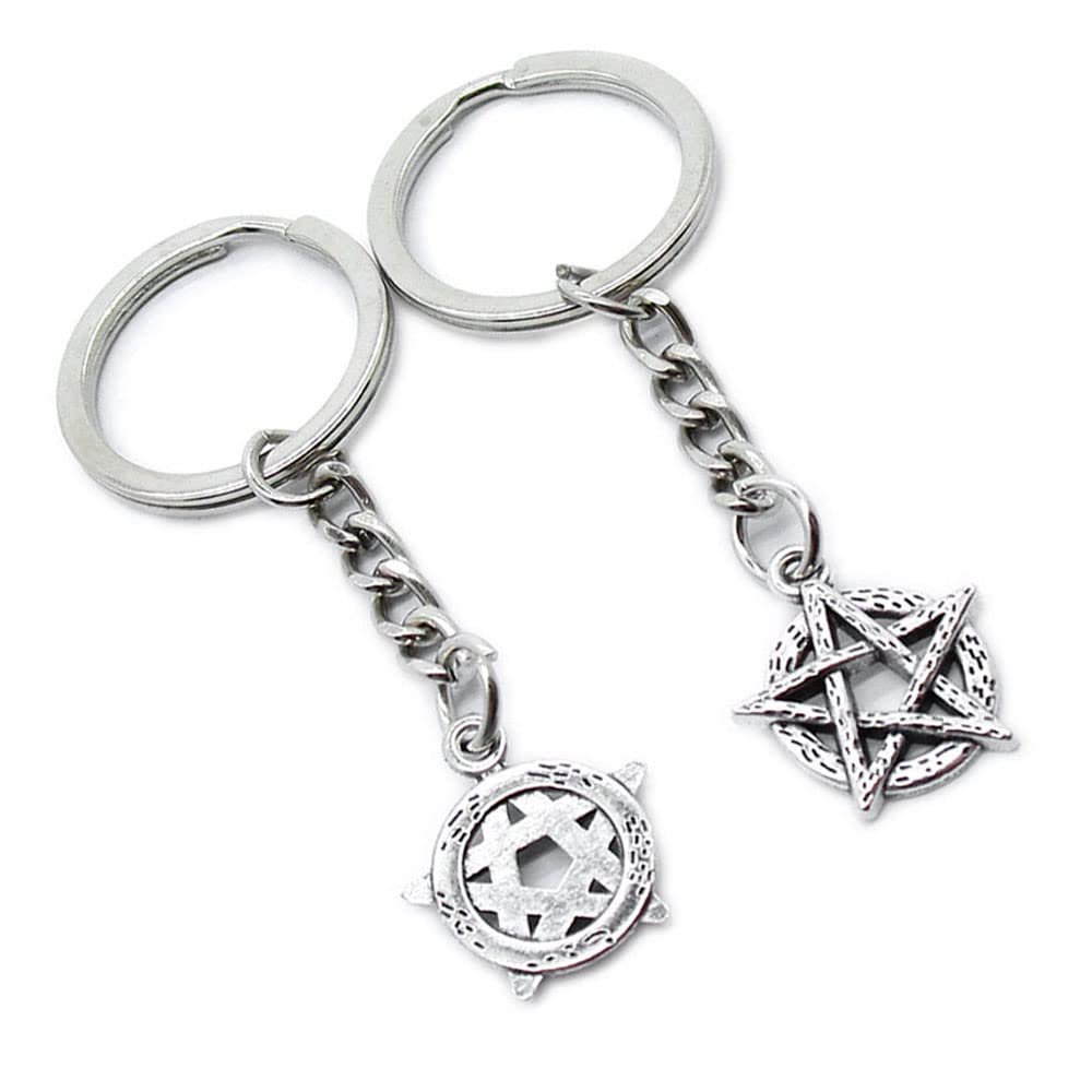 5 Pieces Keychain Keyring Door Car Key Chain Ring Tag Charms Supplies RK6Y4P Pentacle