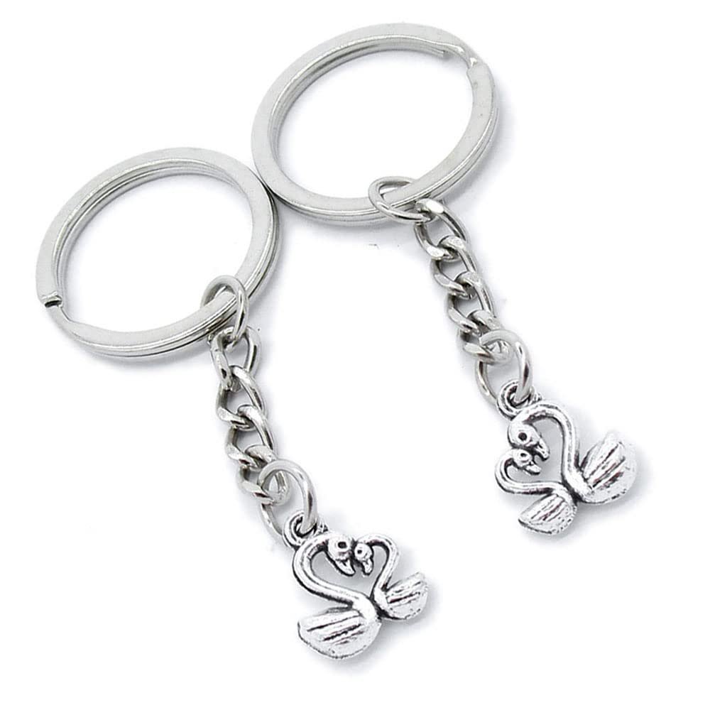 50 Pieces Keychain Keyring Door Car Key Chain Ring Tag Charms Supplies YH5M0X Parent Child Swan Goose