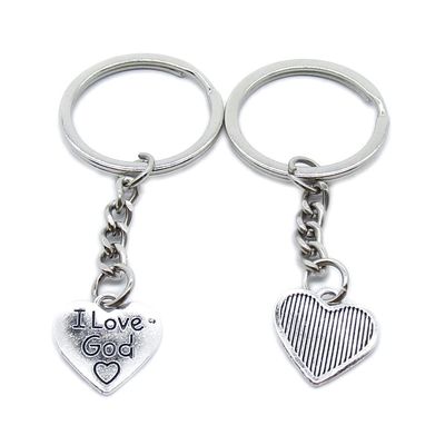 10 Pieces Keychain Keyring Door Car Key Chain Ring Tag Charms Supplies AY0P5I Love God Heart