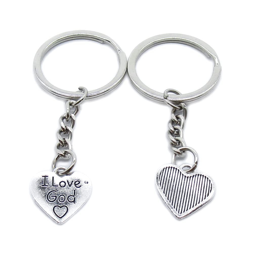 10 Pieces Keychain Keyring Door Car Key Chain Ring Tag Charms Supplies AY0P5I Love God Heart
