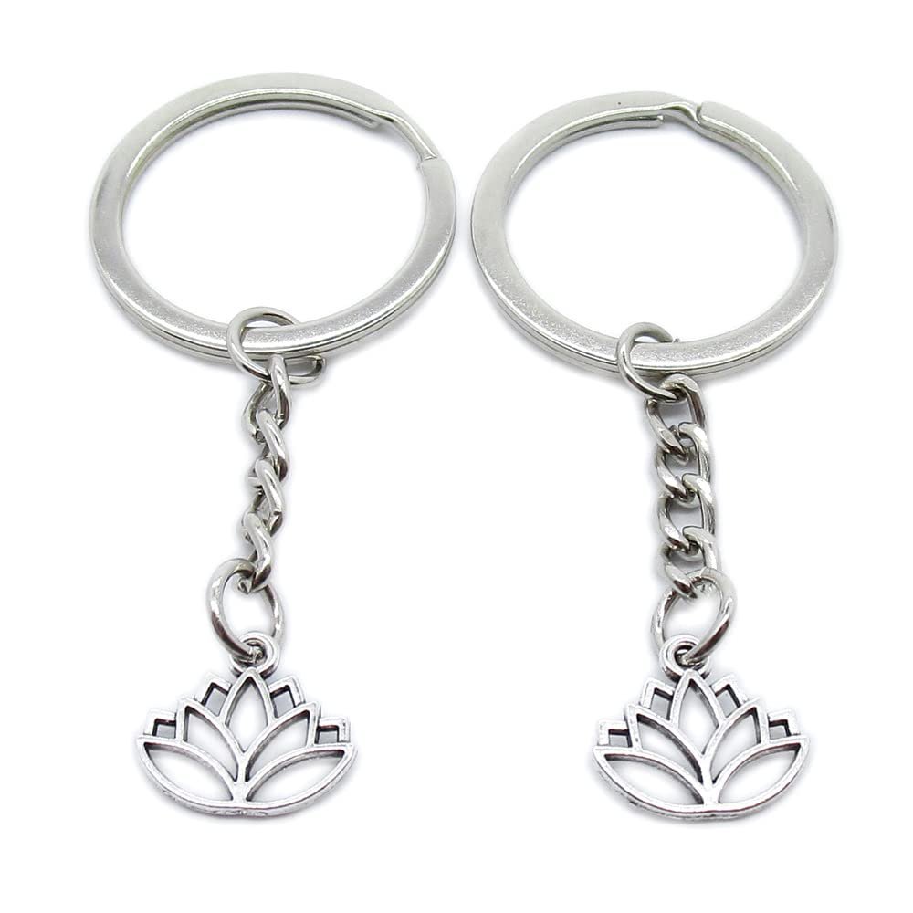 10 Pieces Keychain Keyring Door Car Key Chain Ring Tag Charms Supplies XW2P7C Buddha Buddhism Lotus