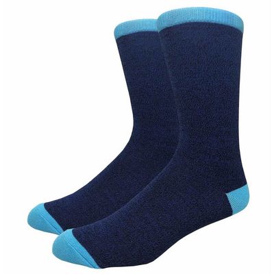 COUVER Unisex Classic Cotton Solid Plain Crew Dress Socks, One Size 8-13, Heather Navy, 1 Pair