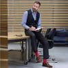 COUVER Unisex Classic Cotton Solid Plain Crew Dress Socks, One Size 8-13, Heather Navy, 1 Pair view 3