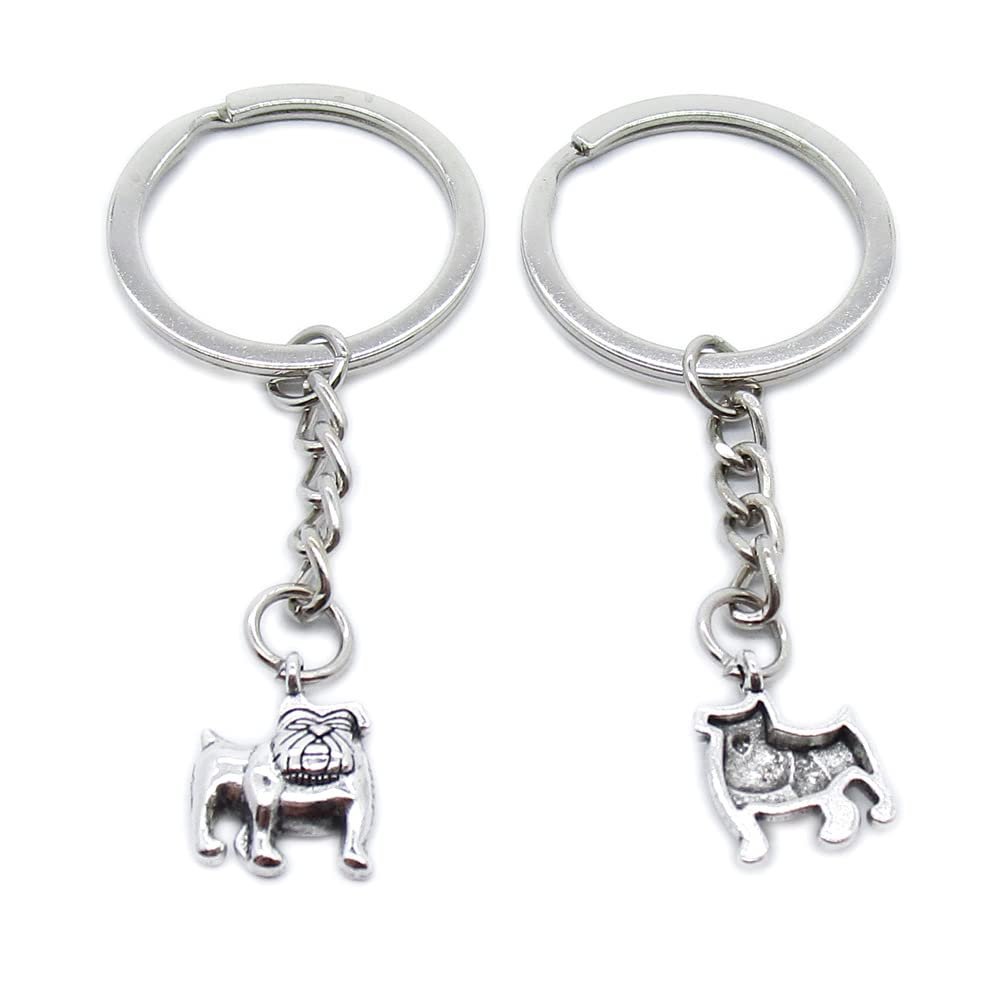 5 Pieces Keychain Keyring Door Car Key Chain Ring Tag Charms Supplies YE2Y2F Pug Dog English Bulldog