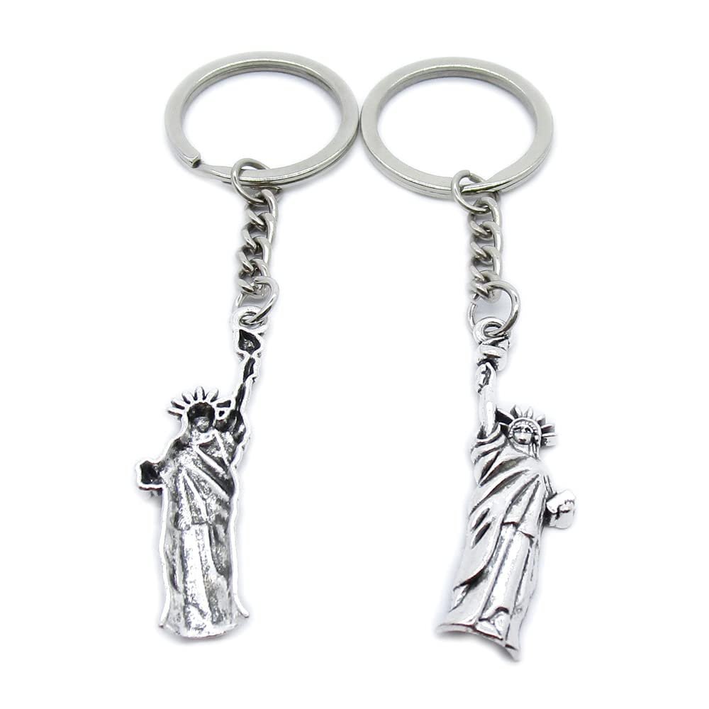 10 Pieces Keychain Keyring Door Car Key Chain Ring Tag Charms Supplies XG4N7B Statue of Liberty