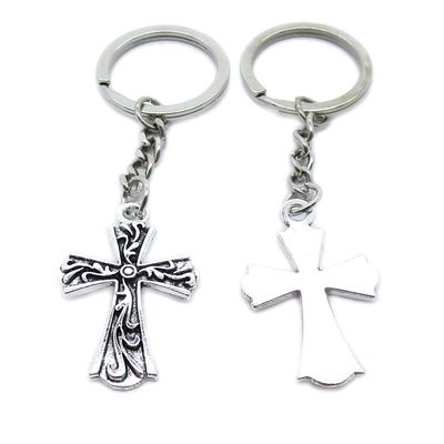 5 Pieces Keychain Keyring Door Car Key Chain Ring Tag Charms Supplies WW7O4Y Cross