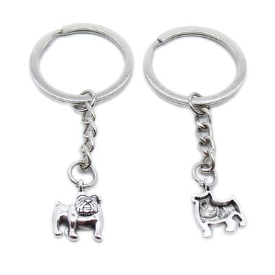 10 Pieces Keychain Keyring Door Car Key Chain Ring Tag Charms Supplies YE2Y2F Pug Dog English Bulldog