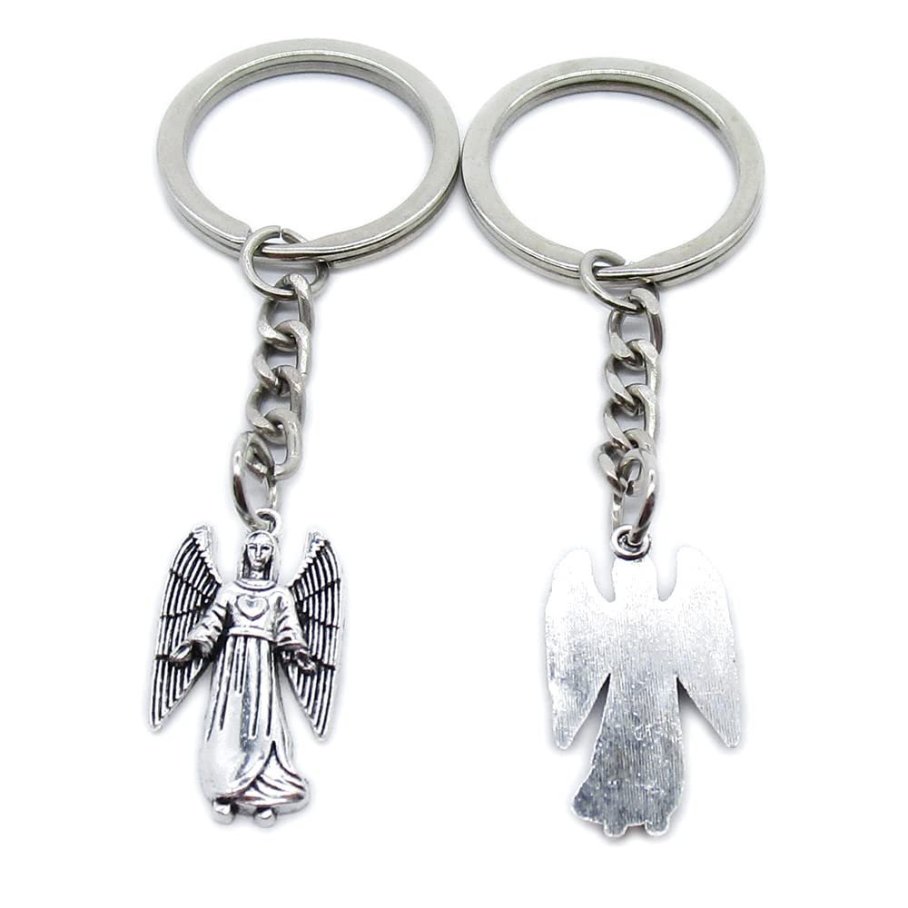 5 Pieces Keychain Keyring Door Car Key Chain Ring Tag Charms Supplies TO7H9V Angel