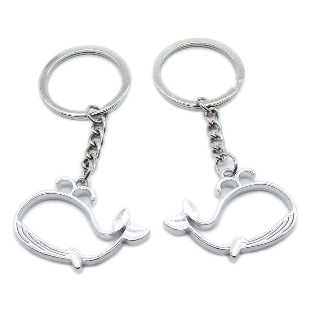 10 Pieces Keychain Keyring Door Car Key Chain Ring Tag Charms Supplies SP7W3E Whale Cabochon Frame